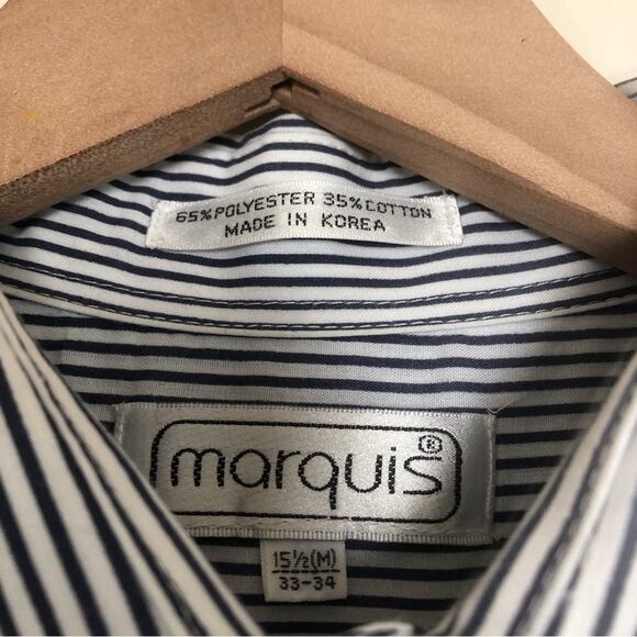 Marquis Nautical Sailor Striped Bedazzled Long Sleeve Button Up Collar Shirt Top - Picture 8 of 8